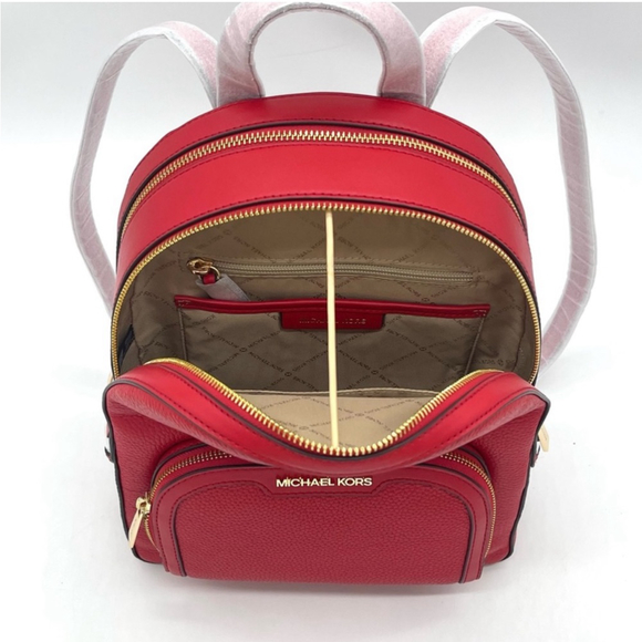 Michael Kors Jaycee Medium Backpack and Wallet Set Bright Red - Picture 8 of 13